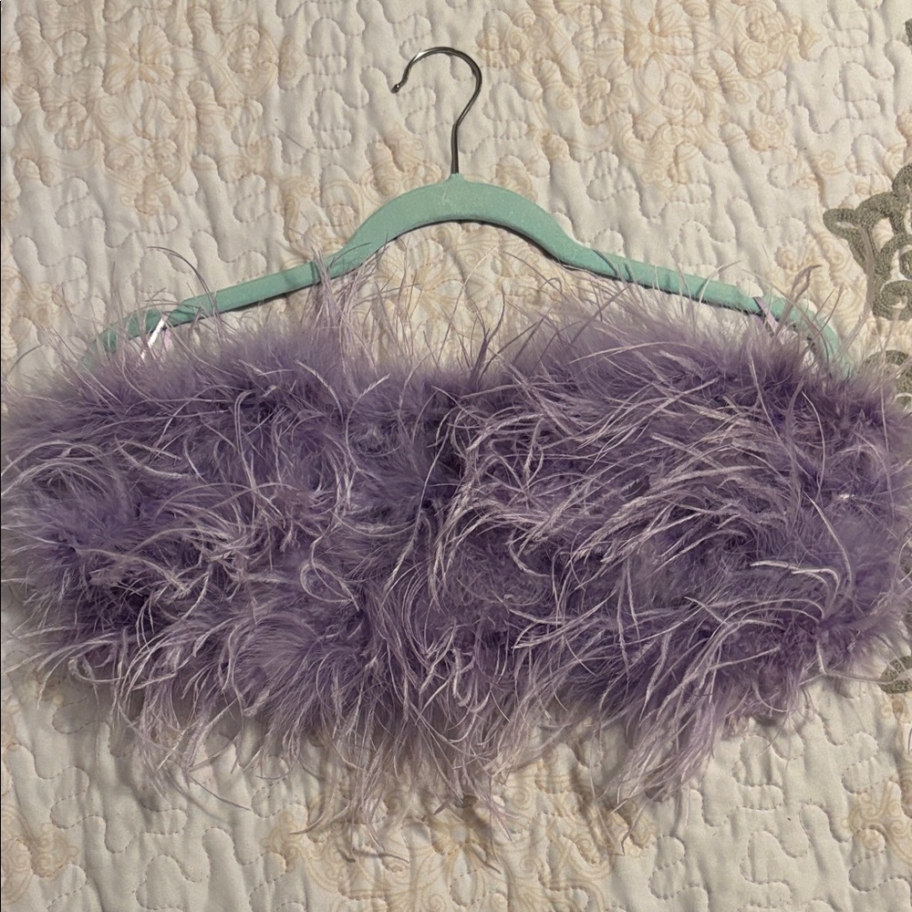 Nasty Gal Lilac Feathered Bandeau Corset Top. Size 10